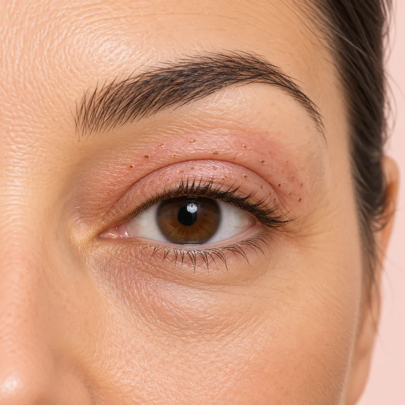 Illustration of an upper eyelid: treatment day