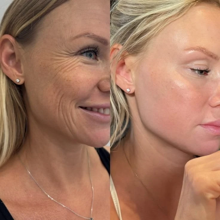 Eyes and cheeks: before and after